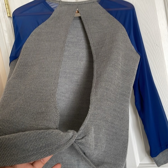 Sanctuary Sheer Mesh Long Sleeve Cut-out open back wool blend top size M - Picture 4 of 8